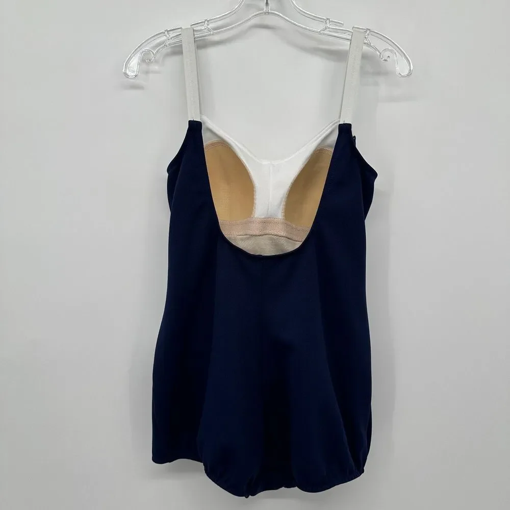 Vintage 70s‎ Swimsuit Size 12 Union Label Front Skirt Nautical Robby Len USA